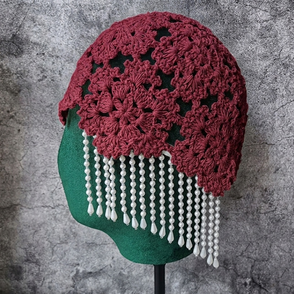 Casquete con hilos de perlas