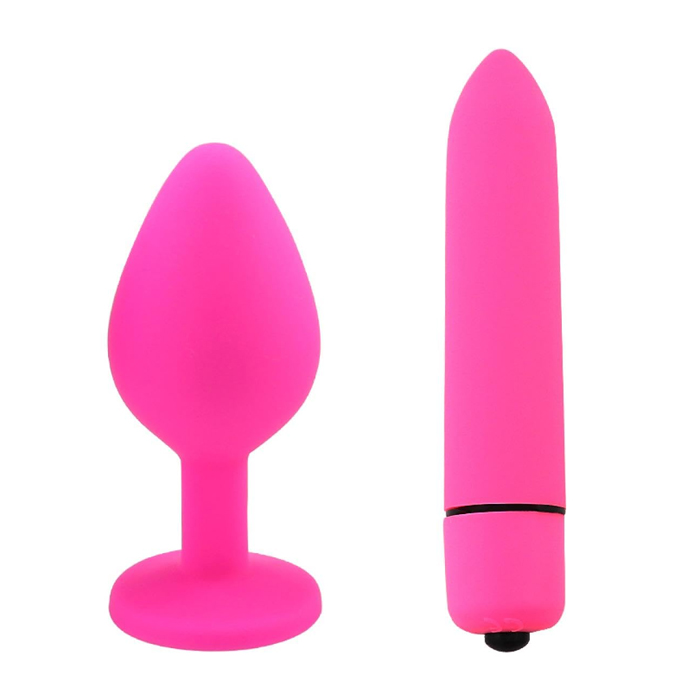 Tapon anal y mini vibrador de silicona