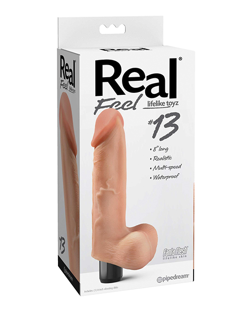 Real Feel No. 13  Long 8.5&quot; Vibe Waterproof - Mutli-speed Flesh