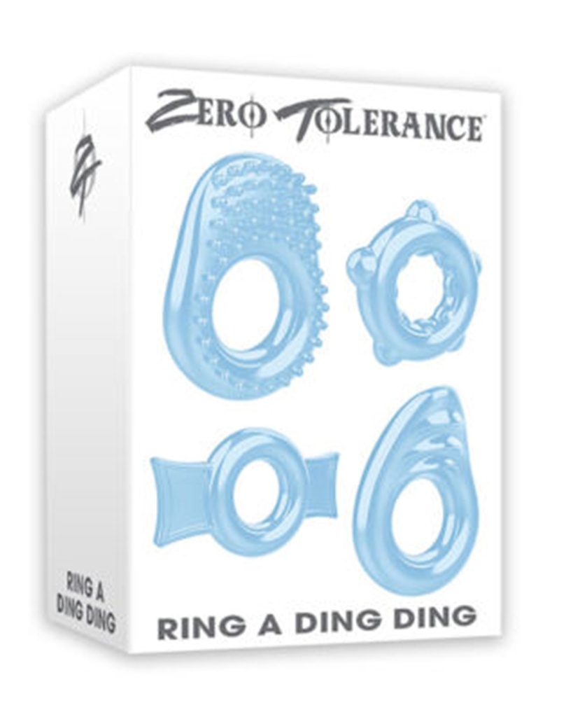 Zero Tolerance Ring a Ding Ding Set of 4 Cock Rings - Blue