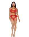 Double cuff love: bra, panty and garter belt.
