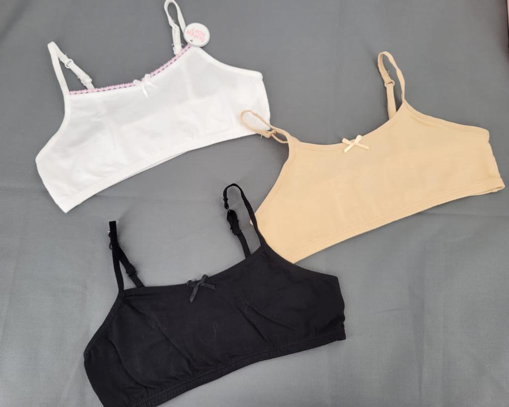 3 bralette de algodón para niña