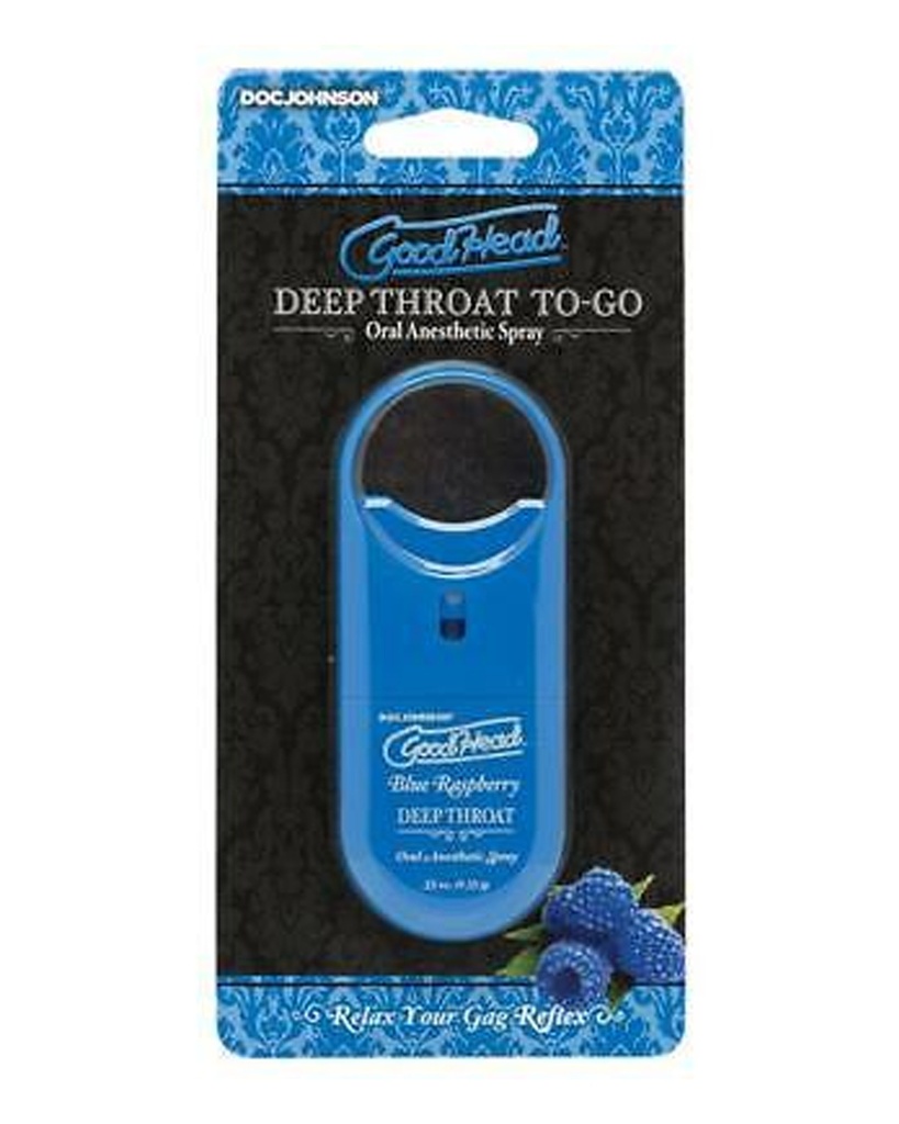 Doc Johnson GoodHead Deep Throat Spray To Go Blue Raspberry 33 oz