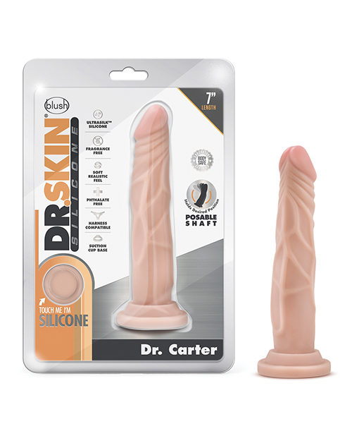 Blush Dr. Skin Silicone Dr. Carter 7.5&quot; Dildo  - Vanilla