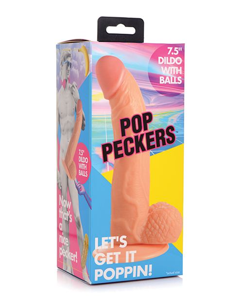 Pop Peckers 7.5&quot; Dildo w/Balls - Light