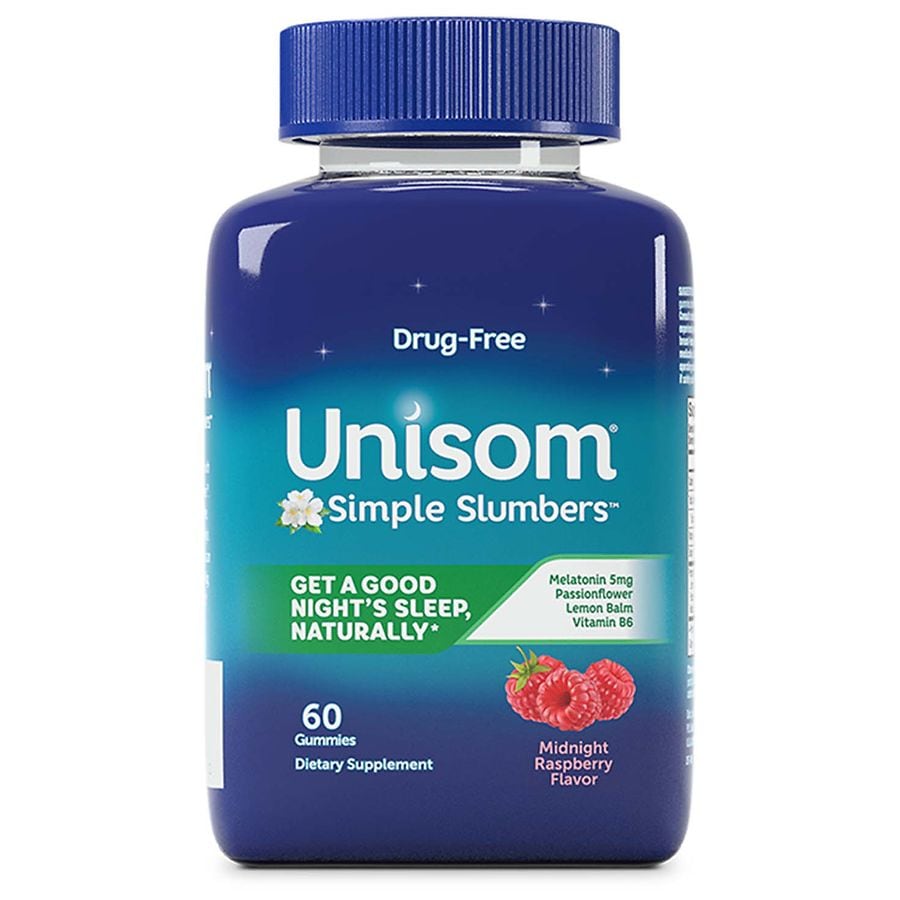 Unisom Simple Slumbers Drug-Free Sleep Aid Gummies Melatonin 5 mg Midnight Raspberry 60ct