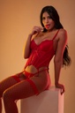 Corset de encaje push up con tanga color rojo
