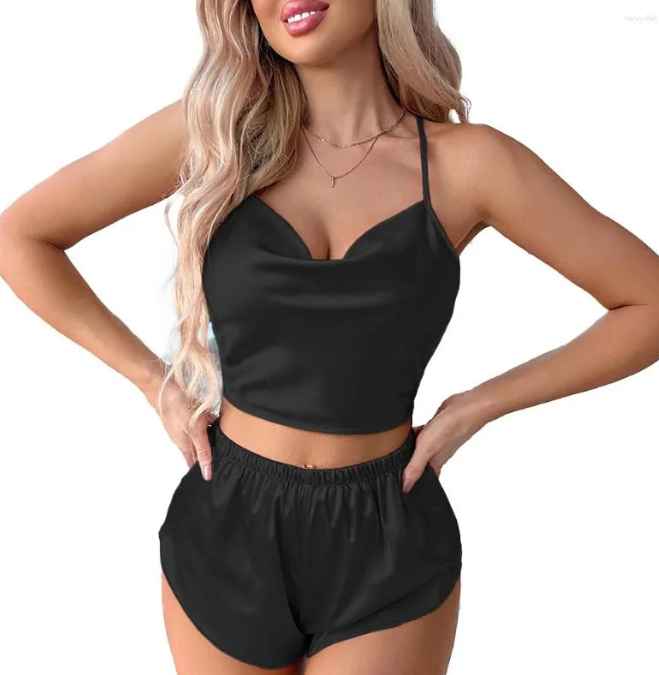 Pijama short color negro