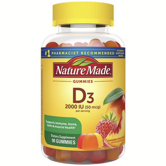 itamin D3 2000 IU (50 mcg) Per Serving Gummies Strawberry, Peach &amp; Mango 90ct