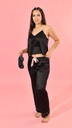 Pijama sexy de satin para mujer, lencería, ropa de dormir con cuello en V, tirantes y pantalones, 2 piezas