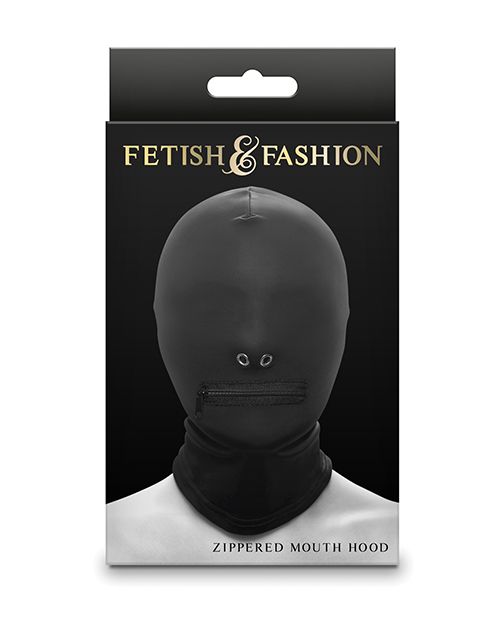 Fetish &amp; Fashion Zippered Mouth Hood - Black