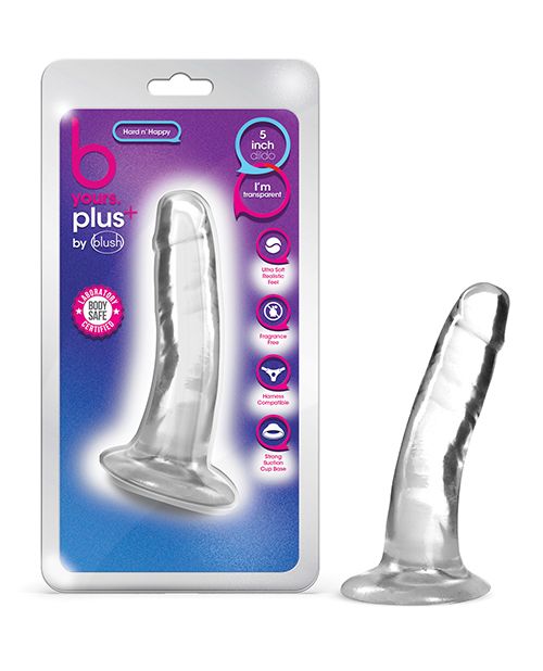 Blush B Yours Plus 5&quot; Hard n' Happy Dildo - Clear