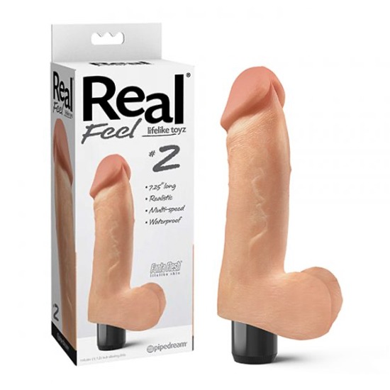 Real Feel No.2 Long 7.5&quot; Vibe Waterproof - Mutli-speed Flesh