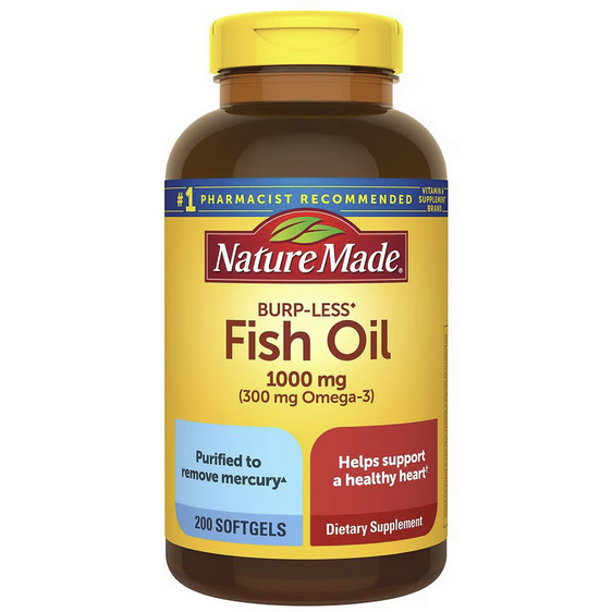 Nature Made Burp Less Fish Oil 1000 mg Softgels 200ct