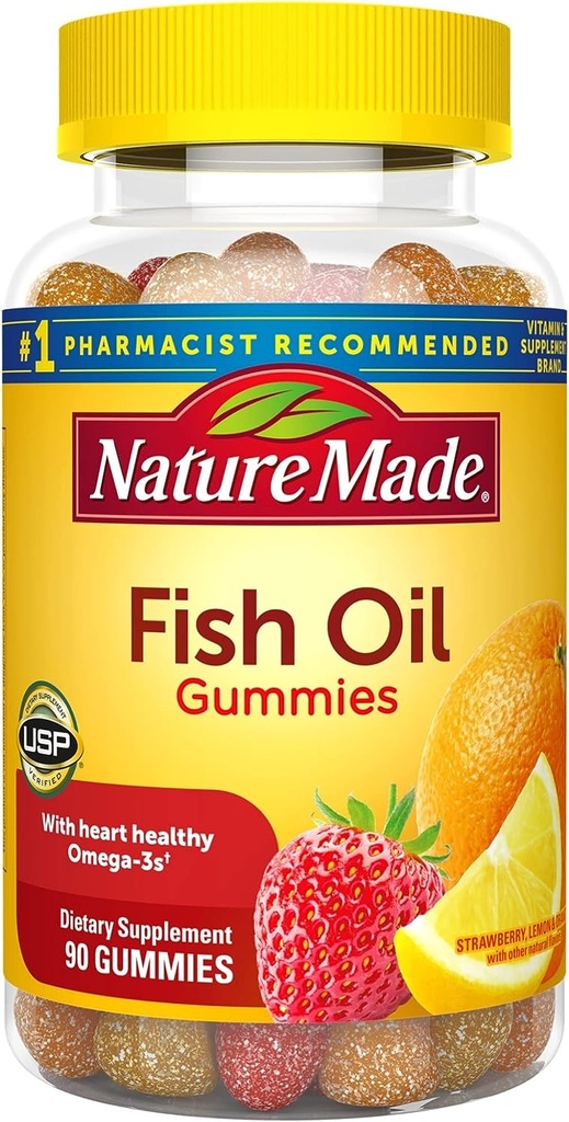 Nature Made Fish Oil Gummies, Omega 3 Fish Oil Supplements, Healthy Heart Support, 90 Gummies