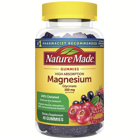 Nature Made High Absorption Magnesium Glycinate Gummies Mixed Berry 40ct