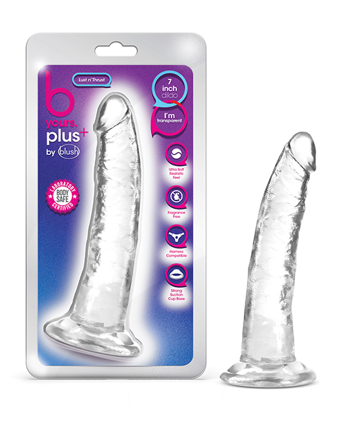 Blush B Yours Plus 7.5&quot; Lust n' Thrust Dildo - Clear