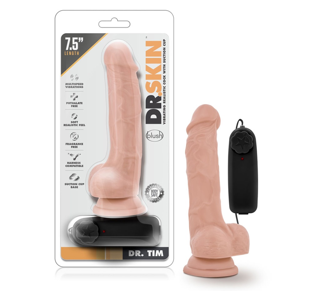 Blush Dr. Skin Dr. Tim 7.5" Cock w/Suction Cup - Vanilla