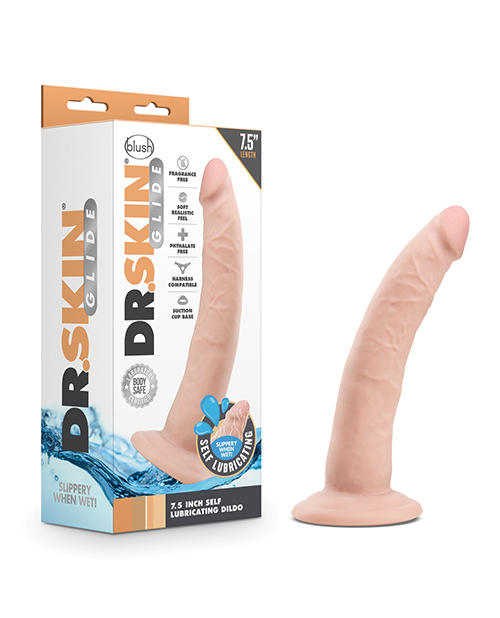 Blush Dr. Skin Glide 7.5&quot; Self Lubricating Dildo - Vanilla