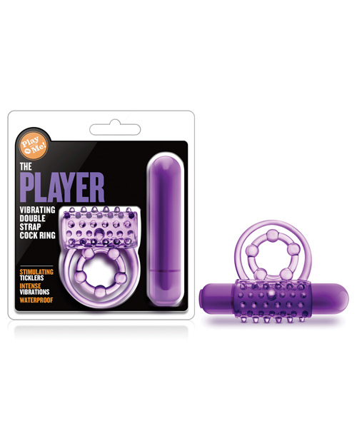 Blush Play With Me The Player Vibrating Double Strap Cockring-Purple