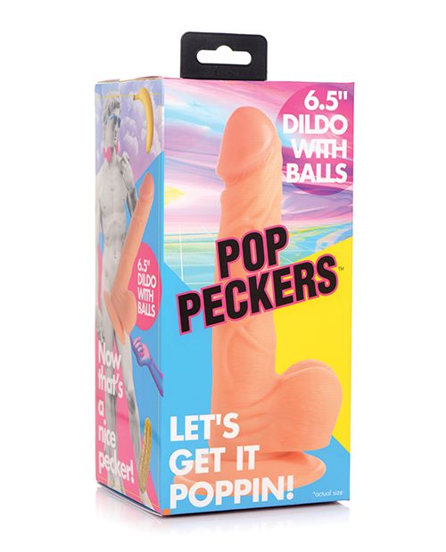 Pop Peckers 6.5&quot; Dildo w/Balls - Light