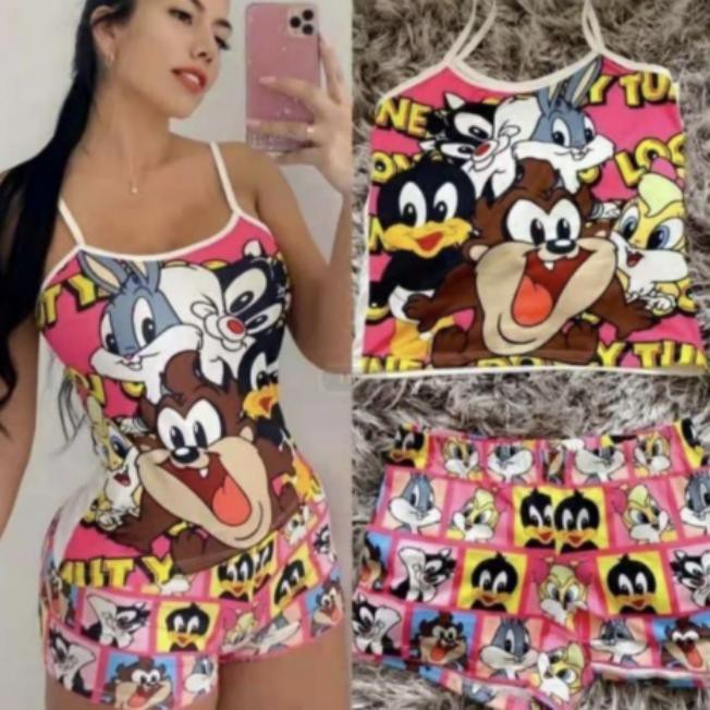 Short pijama con estampado de dibujos animados