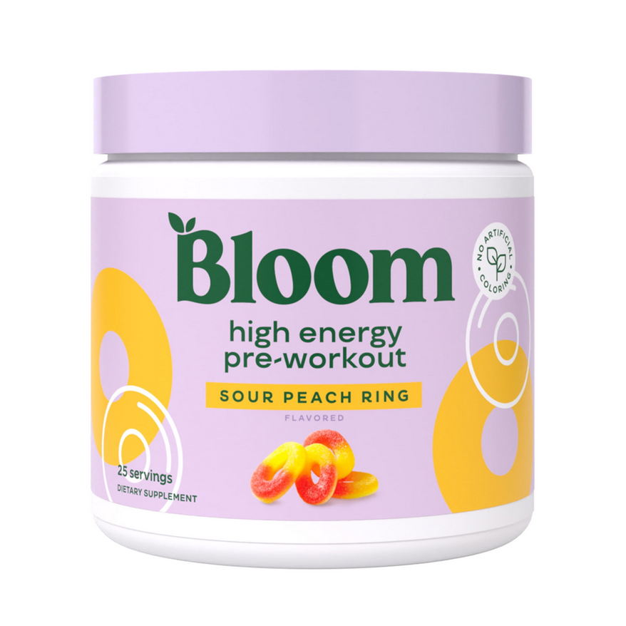 Bloom Nutrition High EnergyPre Workout Powder (Sour Peach Rings)