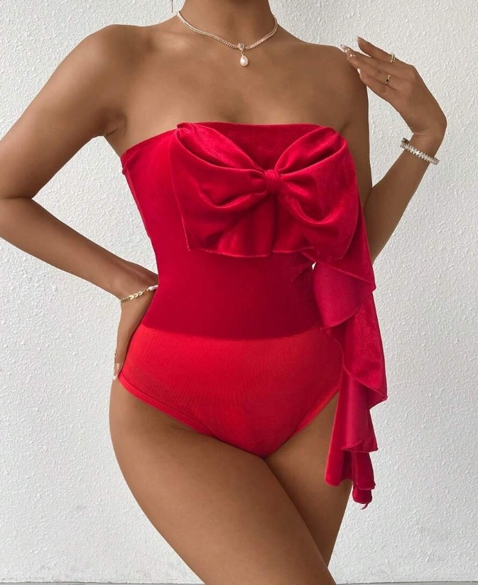 Body Sin Manga Con Volantes Y Diseño De Mezcla De Patchwork Decorado Con Nudo De Lazo Para Mujer