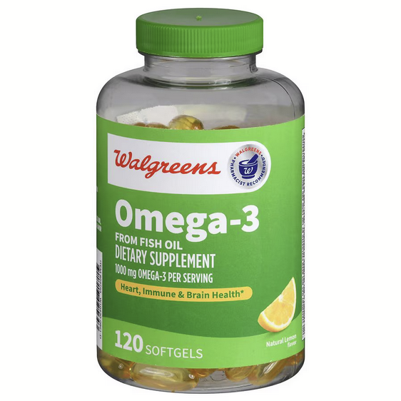 Omega-3 from Fish Oil Softgels (120 days) Natural Lemon 120ct