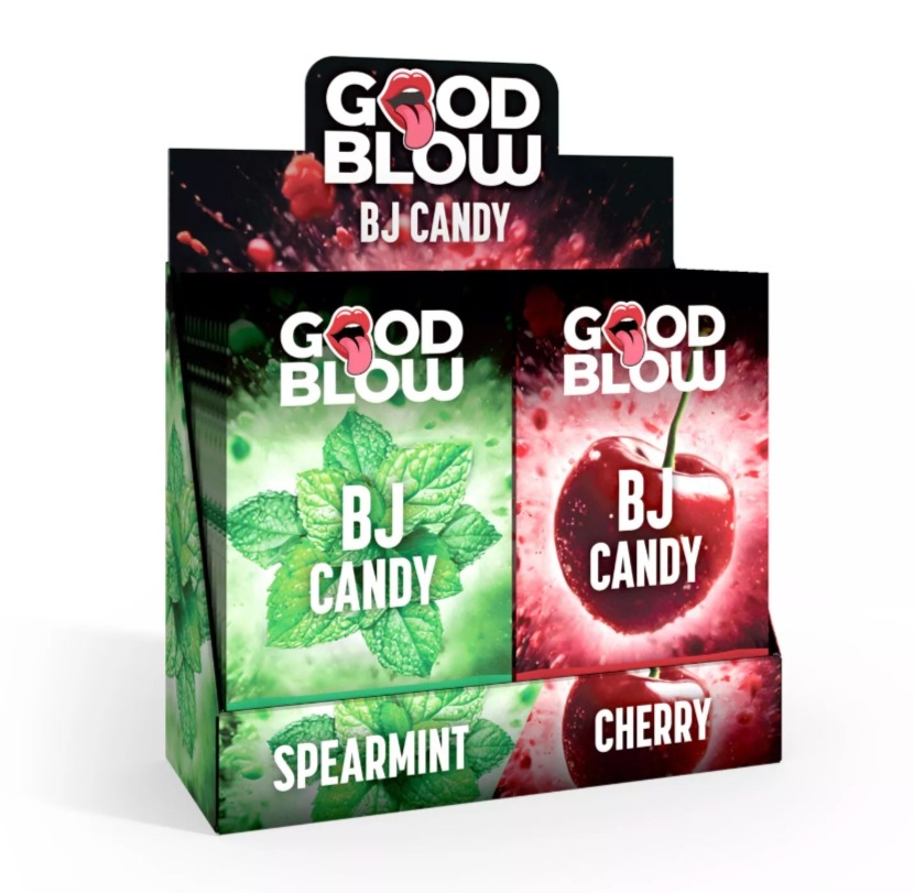 Good Blow Bj Candy Display - Display of 24, Spearmint/Cherry