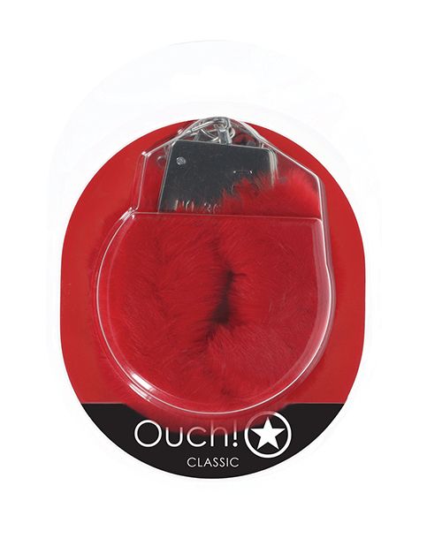 Shots Ouch! Classic Fluffy Handcuffs - Red