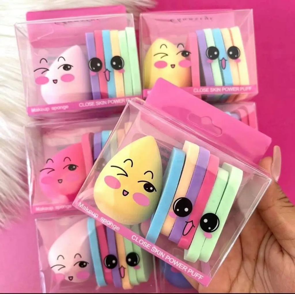 lindo color sólido poliuretano hidrófilo esponja de maquillaje 1 juego