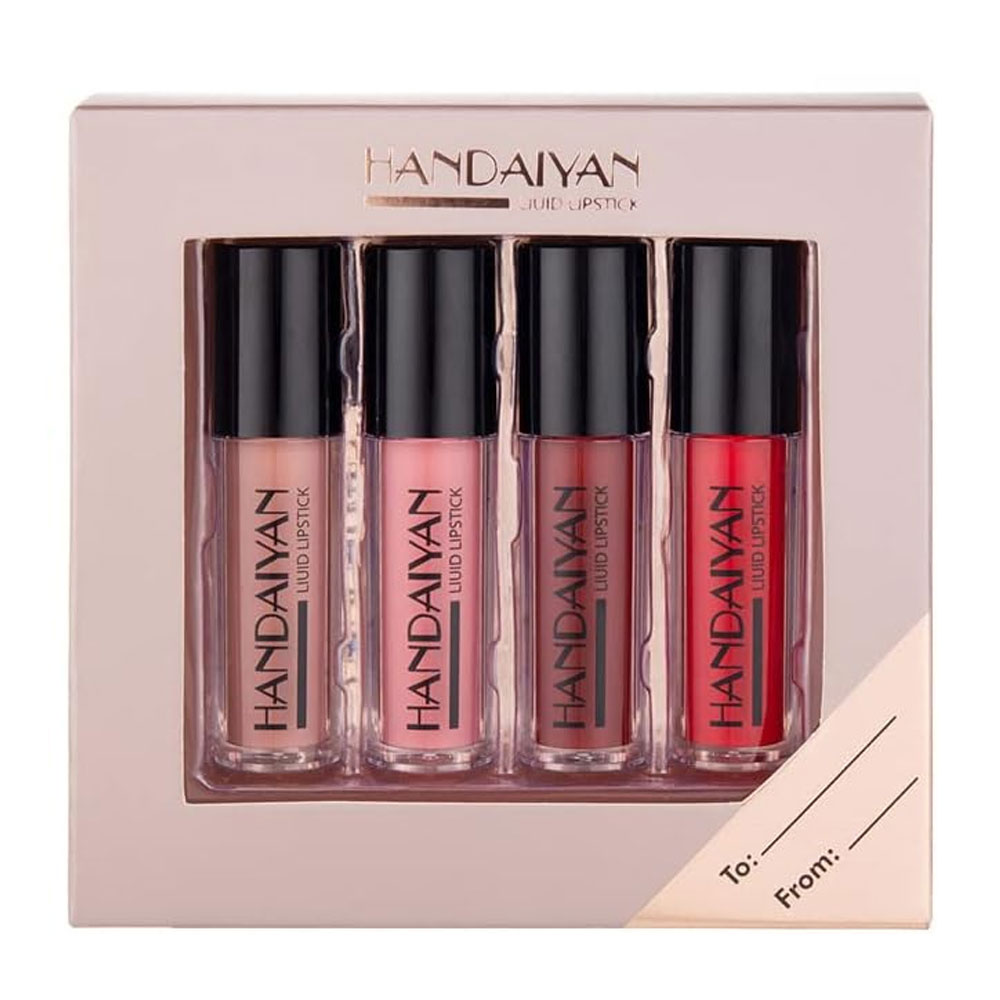 Handaiyan Matte Dramatic Color - Juego de regalo de 4 brillos labiales combinados