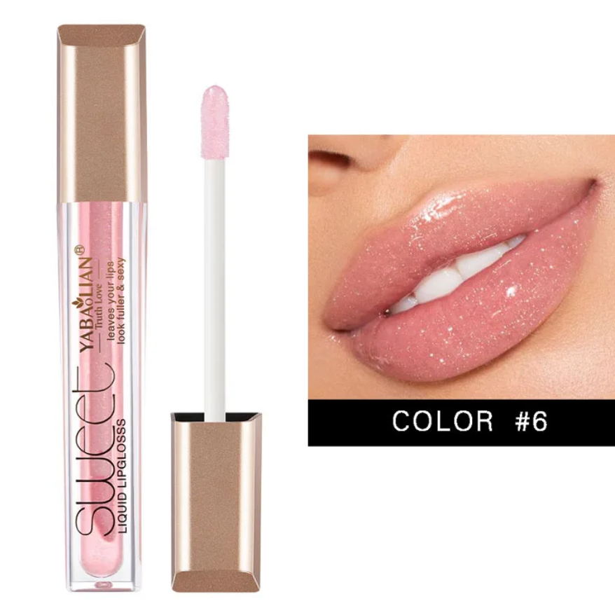 Brillo labial líquido con efecto espejo, brillo labial hidratante, brillo labial líquido con brillo.