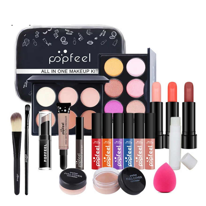 Venta al por mayor POPFEEL Conjunto completo de cosméticos para mujeres Maquillaje ligero Maquillaje para principiantes Conjunto combinado