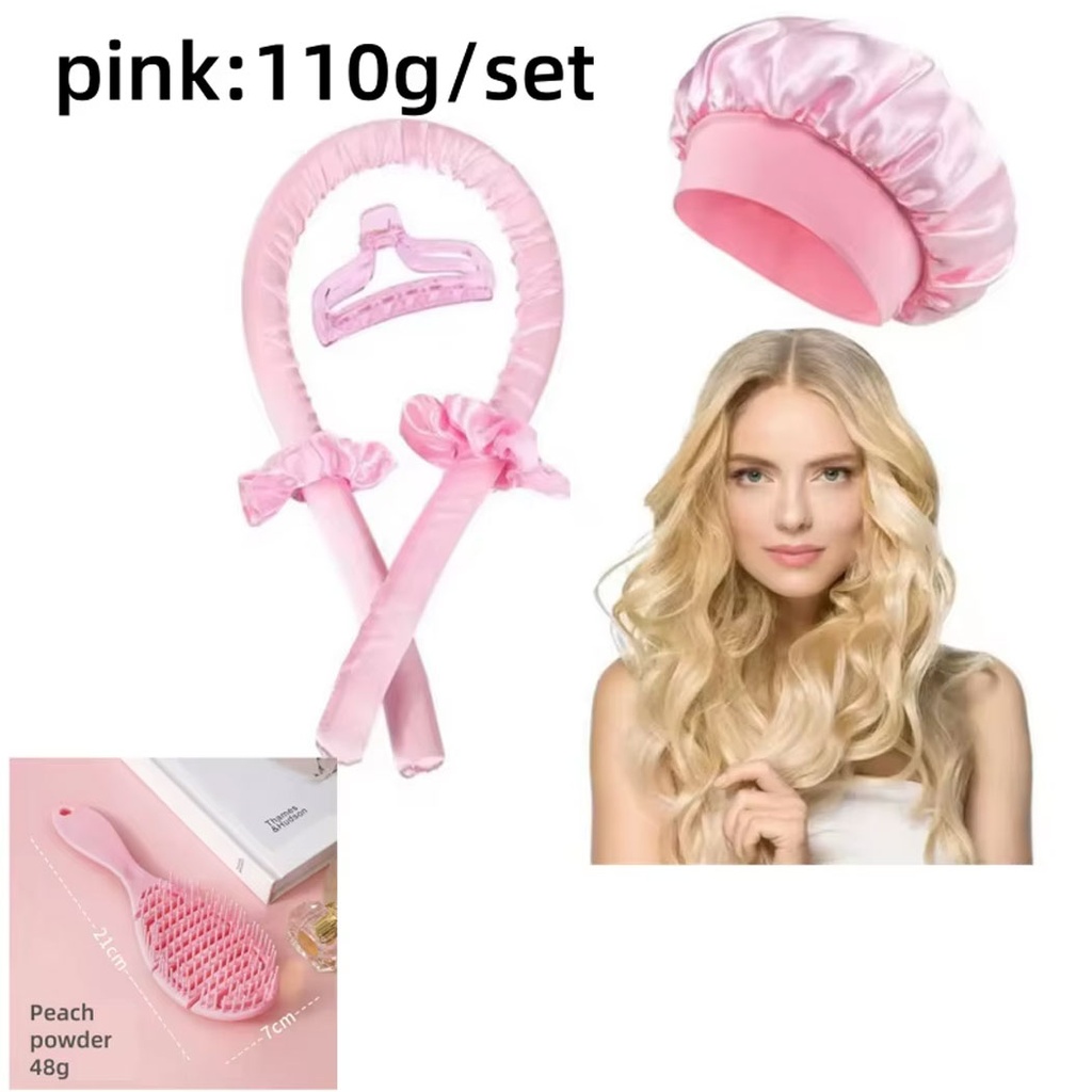 Juego de gorro para dormir con rizador de pelo