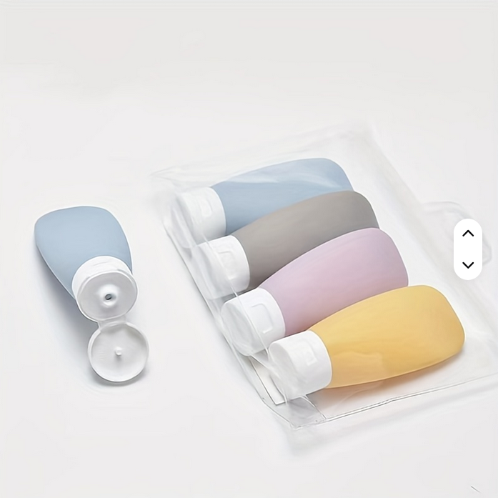 4 unids/set juego de botellas de viaje de silicona portátiles envases cosméticos recargables para artículos de tocador botellas de cuidado de la piel de viaje exprimibles