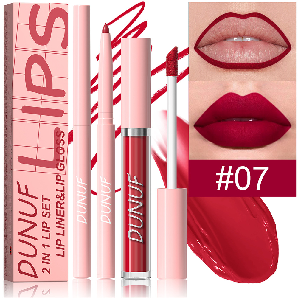 Set de labios 2 en 1, delineador de labios y un brillo labial. (#07)