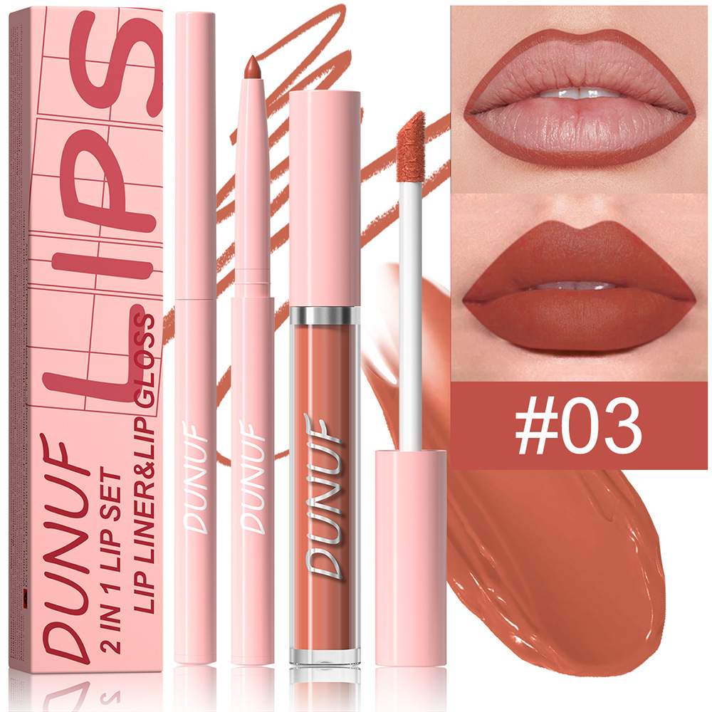 Set de labios 2 en 1, delineador de labios y un brillo labial. (#03)