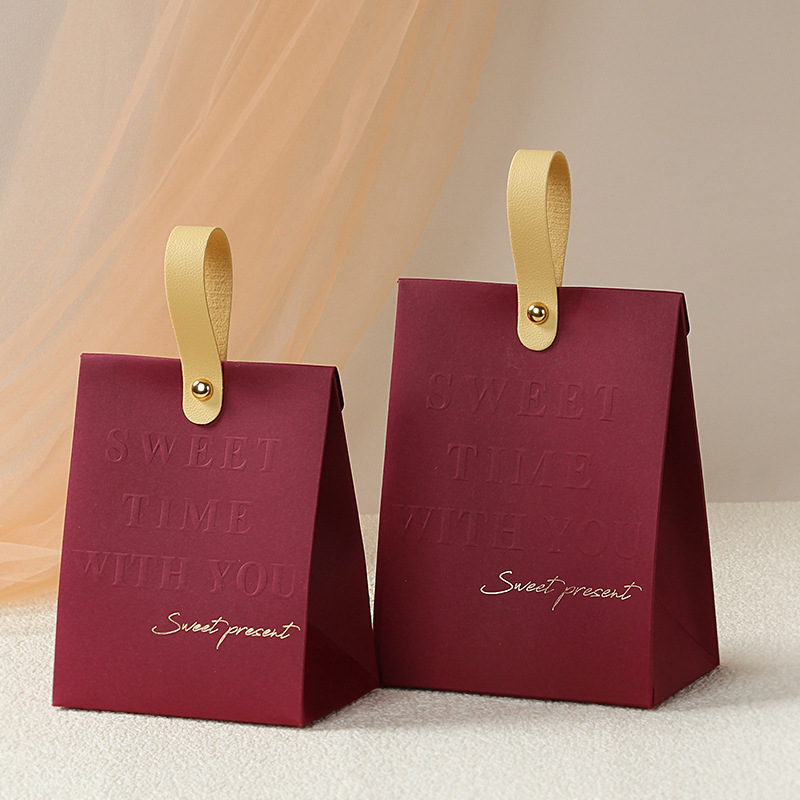 Bolsa de regalo con diseño de flor (PEQUEÑA) ROJO