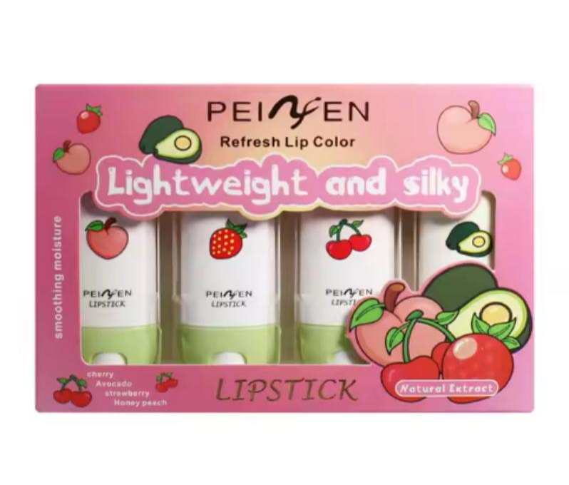 Set de labiales hidratantes de frutas, resistentes al agua y de larga duración