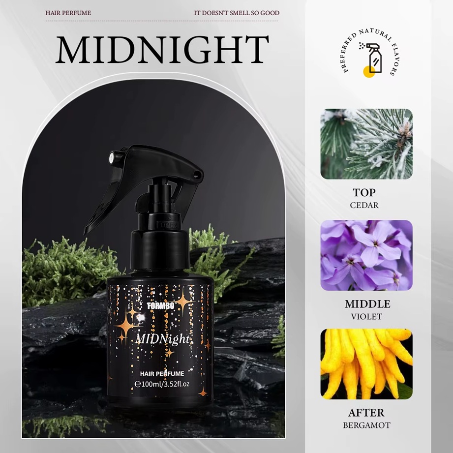 Perfume en spray para cabello y cuerpo de larga duración sin alcohol.