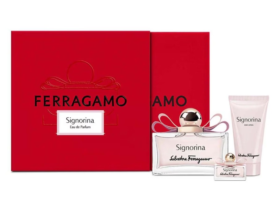SET SALVATORE FERRAGAMO SIGNORINA WOMEN (3 PC)3.4 OZ EDP SP /1.7 OZ BL /0.03 OZ EDP SP