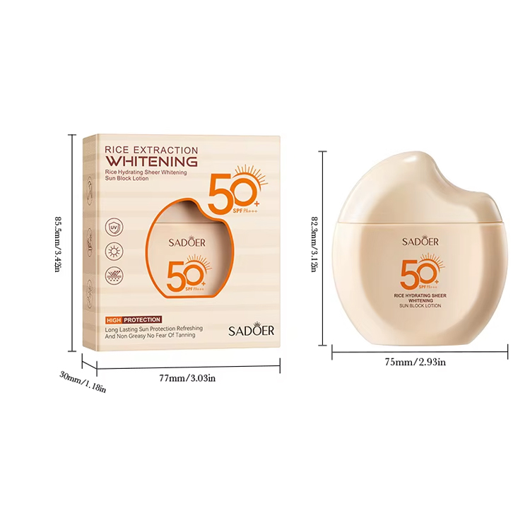 Loción Hidratante Iluminadora y Protectora Solar con Extracto de Arroz SADOER
