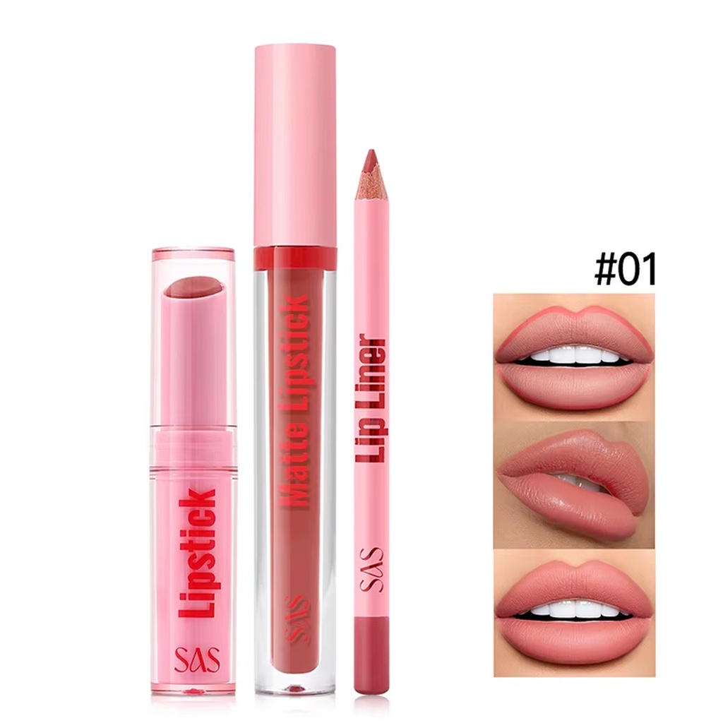 Set de labios 3 en 1 de larga duración.