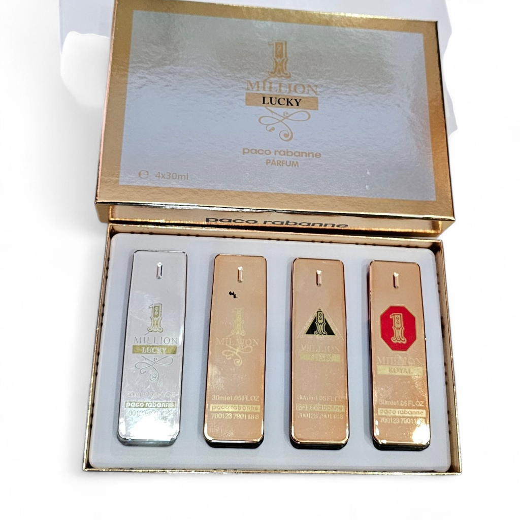 1 million lucky paco rabanne parfum set mini 4 perfumes 30ml 1.0 oz