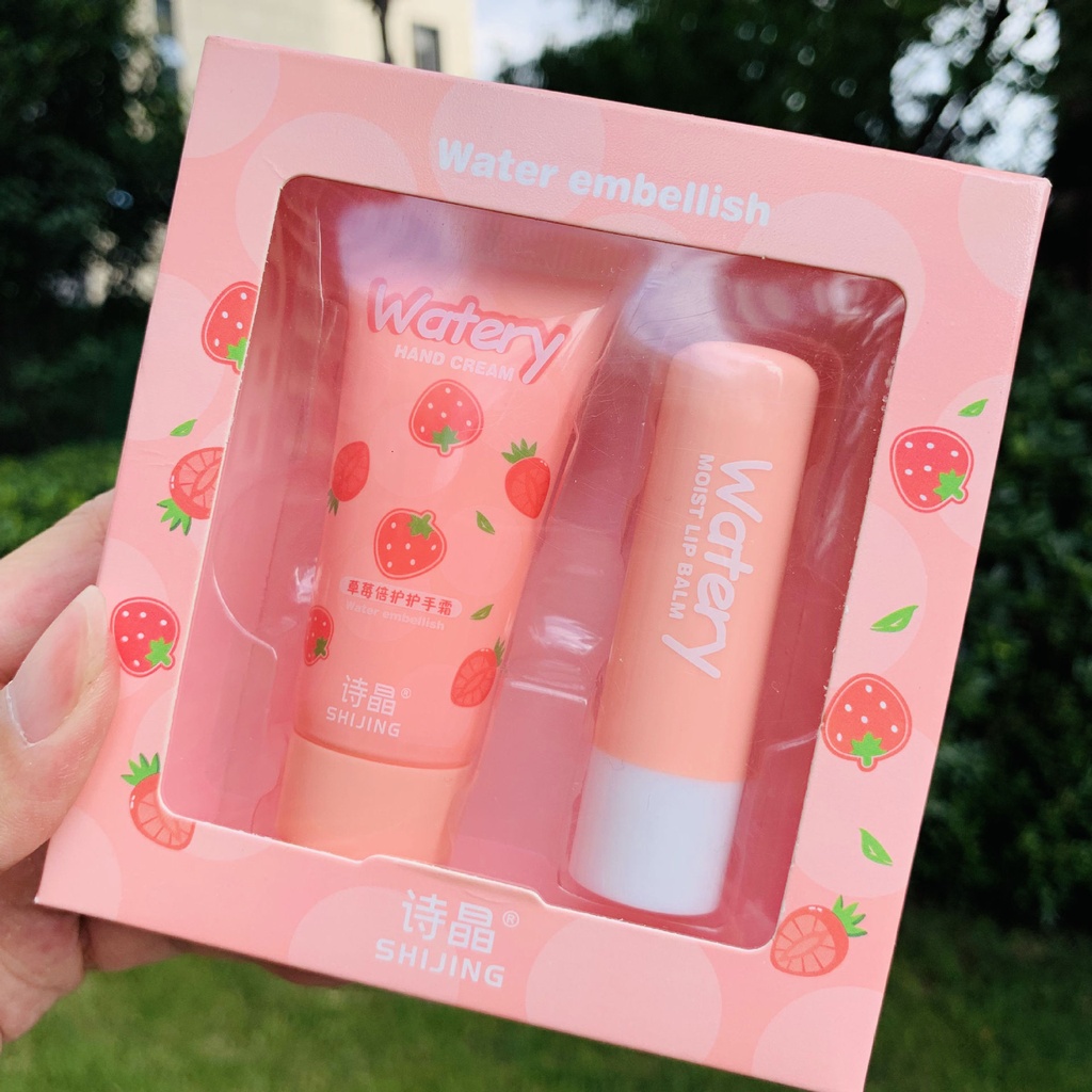 Set de crema de manos hidratante y bálsamo labial hidratante