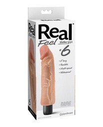 [603912296808] Real Feel No. 6  Long 8&quot; Vibe Waterproof - Mutli-speed Flesh