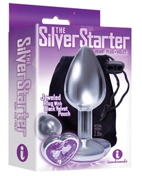 [847841026109] The 9's The Silver Starter Bejeweled Heart Stainless Steel Plug - Violet