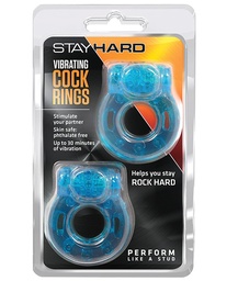 [853858007253] Blush Stay Hard Vibrating Cock Ring 2 Pack - Blue